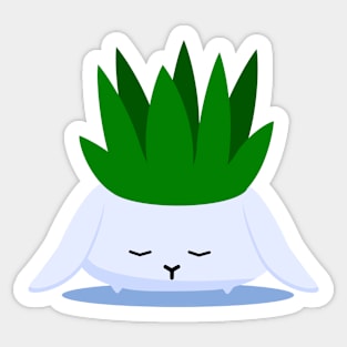 Sleeping bunny potted plant Sticker